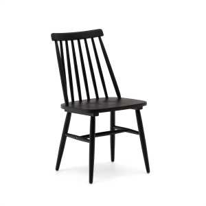 Kave Home - Tressia Stuhl DM und massives Kautschukholz schwarz lackiert