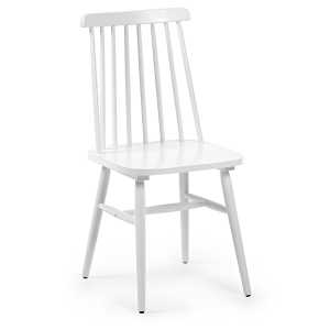 Kave Home - Tressia Stuhl DM und massives Kautschukholz weiß lackiert