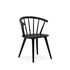 Kave Home - Trise Stuhl DM und massives Kautschukholz schwarz lackiert