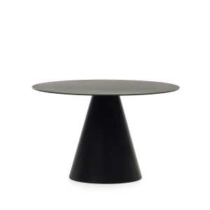 Kave Home - Wilshire runder Tisch getempertes Glas und Metall mit schwarzem Finish Ø 120 cm