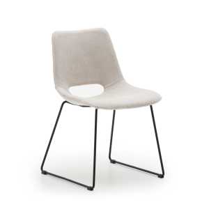 Kave Home - Zahara Stuhl beige und Stahl mit schwarzem Finish