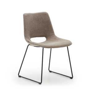 Kave Home - Zahara Stuhl braun und Stahl mit schwarzem Finish