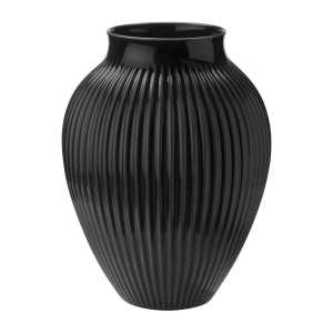 Knabstrup Keramik Knabstrup Vase gerippt 35cm Schwarz
