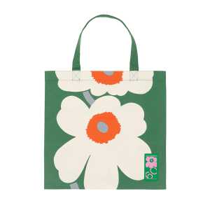 Marimekko - Unikko 60th Anniversary Tasche, grün / cotton / orange (60th Anniversary Collection)