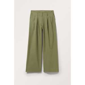 Monki Relaxte Hose aus Leinenmischung Staubiges Khakigrün, Chinohosen in Größe 34. Farbe: Dusty khaki green