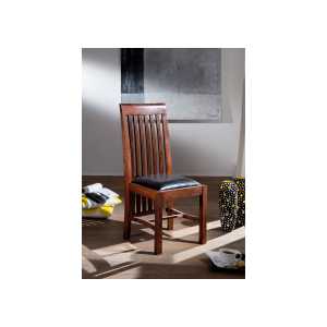 Stuhl Akazie 45x51x103 nougat lackiert Polster schwarz Bangalore OXFORD #6