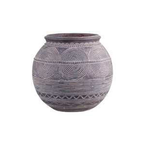 Vase aus Zement mit Muster, H27,5/D29,5 cm, kohle