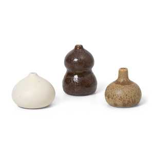 ferm LIVING Komo Vase mini 3er Set Brown-white