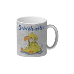 speecheese Tasse Möwe Glitzer-Kaffeebecher mit Spruch Schietwetter