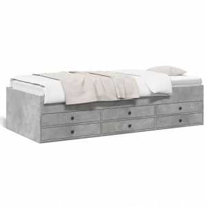 vidaXL Bett Tagesbett mit Schubladen Betongrau 90x200 cm Holzwerkstoff