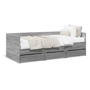 vidaXL Bett Tagesbett mit Schubladen Grau Sonoma 90x200 cm Holzwerkstoff
