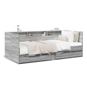vidaXL Bett Tagesbett mit Schubladen Grau Sonoma 90x200 cm Holzwerkstoff