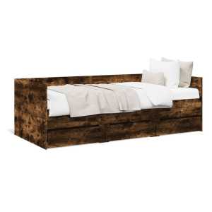 vidaXL Bett Tagesbett mit Schubladen Räuchereiche 90x200 cm Holzwerkstoff