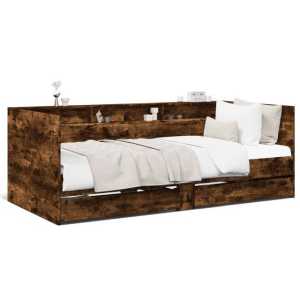 vidaXL Bett Tagesbett mit Schubladen Räuchereiche 90x200 cm Holzwerkstoff