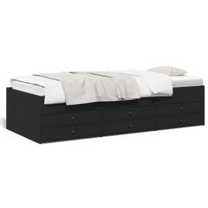 vidaXL Bett Tagesbett mit Schubladen Schwarz 90x200 cm Holzwerkstoff
