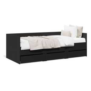 vidaXL Bett Tagesbett mit Schubladen Schwarz 90x200 cm Holzwerkstoff
