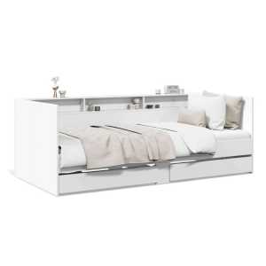 vidaXL Bett Tagesbett mit Schubladen Weiß 90x200 cm Holzwerkstoff