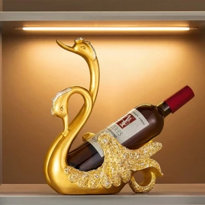 yozhiqu Weinregal Nordisches, leichtes, luxuriöses Weinflaschenregal mit goldenem Schwan, 1-tlg., Weinschrank-Ornamente, dekorative Desktop-Skulptur, Weinregal