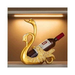 yozhiqu Weinregal Nordisches, leichtes, luxuriöses Weinflaschenregal mit goldenem Schwan, 1-tlg., Weinschrank-Ornamente, dekorative Desktop-Skulptur, Weinregal