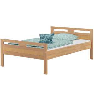 ERST-HOLZ Bett Hohes Seniorenbett Gästebett Buche massiv 120x200 mit Federholzrahmen, Buchefarblos lackiert