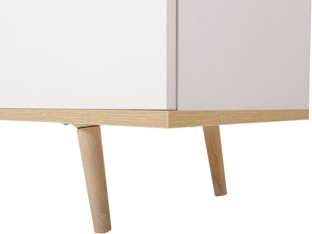 Furn.Design Vitrine Lundby (Stauraumvitrine in weiß matt mit Eiche Sonoma, 100 x 186 cm) skandinavisches Design