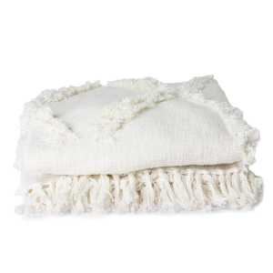 HKliving Fringe Tagesdecke 270x270 cm Baumwolle Weiß