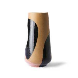 HKliving Handbemalte Vase 16x31 cm Natur-schwarz