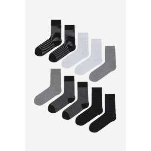 H&M 10er-Pack Socken Grau/Hellgrau/Schwarz in Größe 37/39. Farbe: Grey/light grey/black