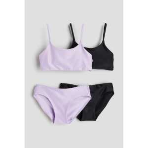 H&M 2er-Pack Bikinis Lila/Schwarz in Größe 134/140. Farbe: Lilac/black