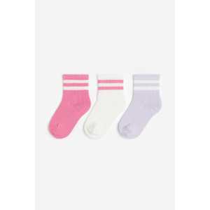H&M 3er-Pack Socken Flieder/Rosa/Weiß in Größe 10/12. Farbe: Lilac/pink/white