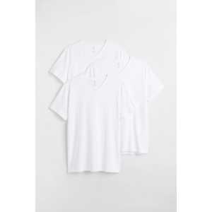 H&M 3er-Pack T-Shirts mit V-Ausschnitt Slim Fit Weiß in Größe XXL. Farbe: White