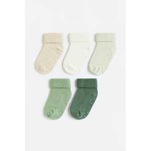 H&M 5er-Pack Antirutsch-Socken Grün/Dunkelgrün in Größe 10/12. Farbe: Green/dark green