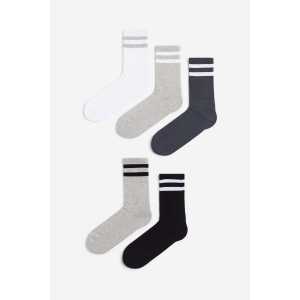 H&M 5er-Pack Strümpfe Schwarz/Grau/Weiß, Socken in Größe 46/48. Farbe: Black/grey/white