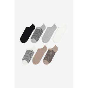 H&M 7er-Pack Sneakersocken Graumeliert/Beigemeliert in Größe 37/39. Farbe: Grey marl/beige marl