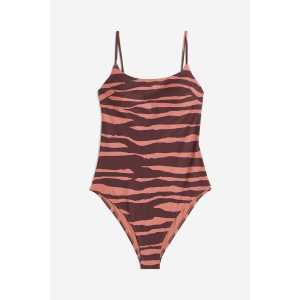 H&M Badeanzug mit wattierten Cups Ziegelrot/Zebramuster, Badeanzüge in Größe 32. Farbe: Brick red/zebra print