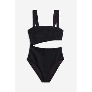 H&M Badeanzug mit wattierten Cups und High Leg Schwarz, Badeanzüge in Größe 34. Farbe: Black