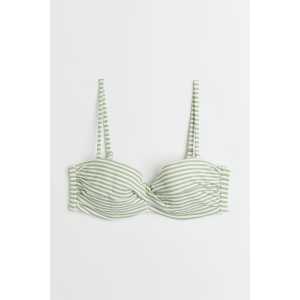 H&M Balconette-Bikinitop Hellgrün/Weiß gestreift, Bikini-Oberteil in Größe 80B. Farbe: Light green/white striped