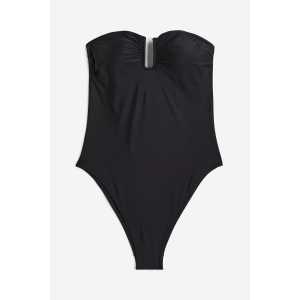 H&M Bandeau-Badeanzug High Leg Schwarz, Badeanzüge in Größe 36. Farbe: Black