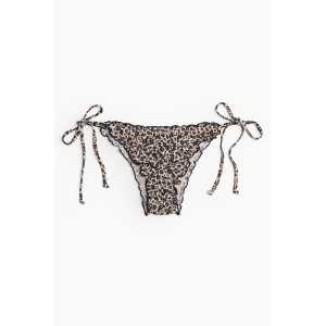 H&M Bikinihose Brazilian zum Binden Beige/Schwarz geblümt, Bikini-Unterteil in Größe 38. Farbe: Beige/black floral