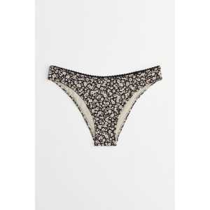 H&M Cheeky Bikinihose Schwarz/Beige geblümt, Bikini-Unterteil in Größe 32. Farbe: Black/beige floral