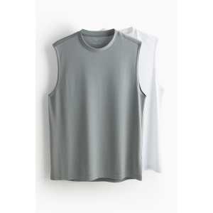 H&M DryMove™ 2er-Pack Sport-Tanktops Grau/Weiß, Sport – T-Shirts in Größe XXL. Farbe: Grey/white