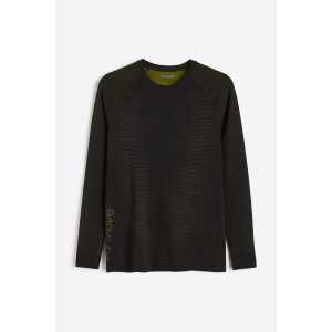 H&M DryMove™ Sportshirt mit Langarm in Seamless Schwarz, Sport – T-Shirts Größe XL. Farbe: Black