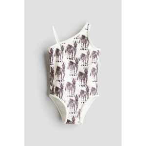 H&M Gemusterter Badeanzug Weiß/Zebras in Größe 98/104. Farbe: White/zebras