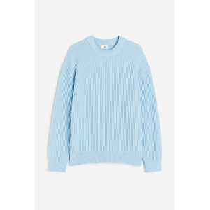 H&M Gerippter Pullover in Loose Fit Hellblau Größe L. Farbe: Light blue