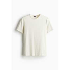 H&M Geripptes T-Shirt aus Lyocell-Mix in Slim Fit Cremefarben Größe XL. Farbe: Cream