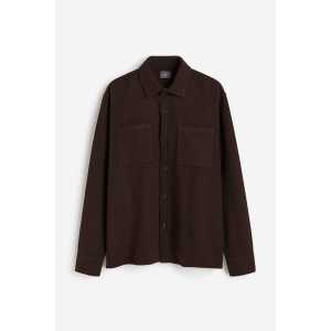 H&M Hemd mit Waffelstruktur in Regular Fit Dunkelbraun, Freizeithemden Größe L. Farbe: Dark brown