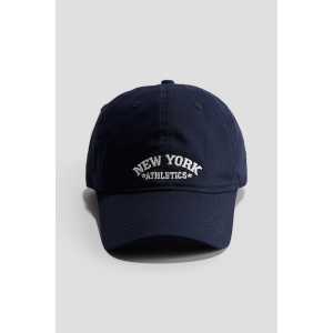 H&M Mütze aus Baumwolltwill mit Motivstickerei Dunkelblau/New York, Caps in Größe 158/170. Farbe: Dark blue/new york