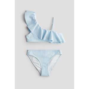 H&M One-Shoulder-Bikini Hellblau/Gestreift, Bikinis in Größe 134/140. Farbe: Light blue/striped