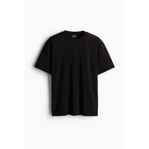 H&M Plissiertes T-Shirt in Loose Fit Schwarz Größe S. Farbe: Black