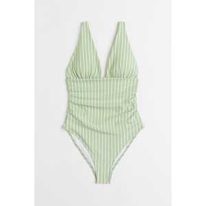 H&M Shape-Badeanzug Hellgrün/Weiß gestreift, Badeanzüge in Größe 44. Farbe: Light green/white striped